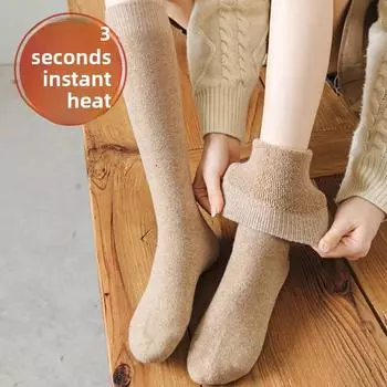 5 пар зимних носков для девочек из толстого бархата с теплым кольцом для волос, с функцией холодного самонагрева, с длинными носками до колена 5 Pairs