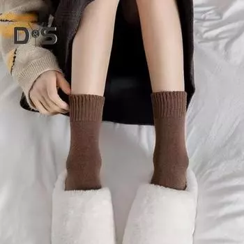 5 пар зимних носков, утолщенные плюшевые носки средней длины, высокоэластичные, облегающие, противоскользящие, не скатывающиеся, носки для ног, комфортные, теплые, спальные носки A