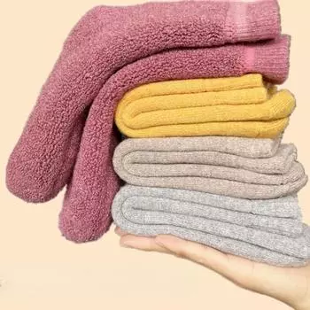 5 пар зимних теплых женских шерстяных носков, супер толстые, прочные, защищающие от холода, плюшевые, толстые, махровые носки для снега 5 pairs циан