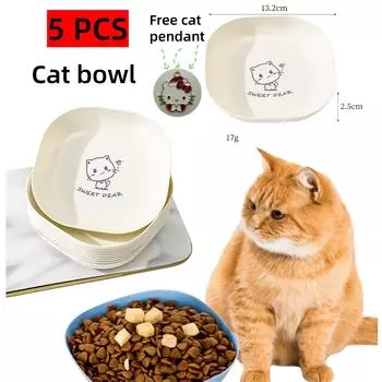 5 pcs/ 10 pcs Cat bowl, Cat Feeding Watering Supplies 5 pcs