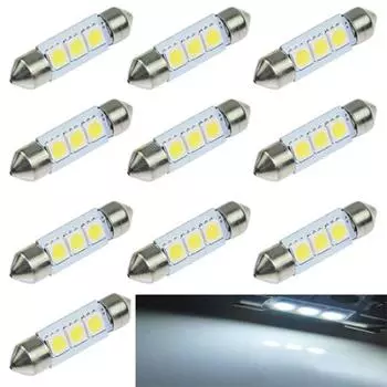 5 шт. 36 мм 3SMD 5050 12 В светодиодный чистый белый автомобильный фестон карта интерьера