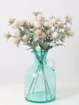 5 Pcs Artificial Flowers Artificial Flocking Eryngium Plastic Fake Plants Home Wedding Office Bedroom Living Room Coffee Table Decoration белый