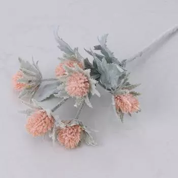 5 шт. искусственных цветов искусственный флокированный Eryngium пластиковые искусственные растения для дома, свадьбы, офиса, спальни, гостиной, журнального столика, украшения белый