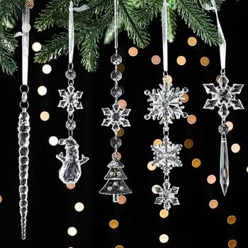 5 pcs Christmas Tree Decorations Crystal Acrylic Ornaments Christmas snowflakes