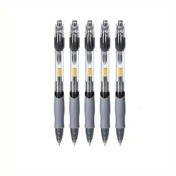 5 Pcs classic style 0.5mm push ballpoint pens, gel pens, daily writing pens (black/red/blue ink)