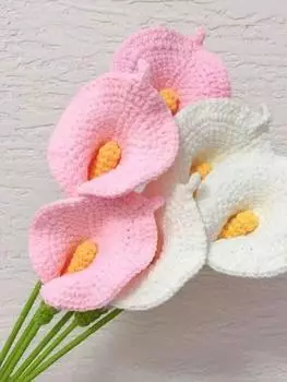 5 Pcs Creative Gifts Crochet Calla Lily Knitted Artificial Flowers for Friend Birthday Women Wedding Bouquets Exquisite Knitted Stuff Room Decors 5pcs белый