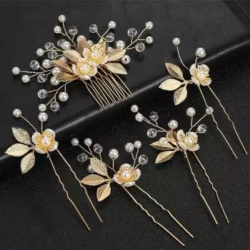 5 Pcs Crystal Luxury Hair Accessories Set Sweet Romantic Women s Bride Party Wedding Accessories Jewelry Hair Clip Hair Comb Set