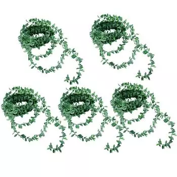 5 Pcs Decor Wire Green Leaf Rattan Simulation Fake Hanging Plant Cake Plants Artificial 750X4.1CM зелёный