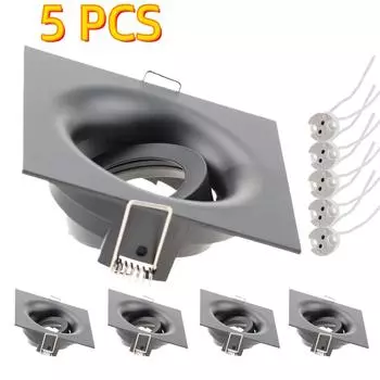 5 Pcs LED Recessed Ceiling Spot Light Fixture Spotlight Frame Round Square with MR16 Fitting Holders Black White