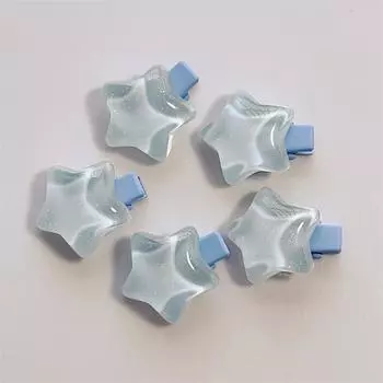 5 Pcs/Lot Girls Mini Star Hair Clip Blue Pink Clear Star Hairpin Cute Barrettes Snap Clip For Women Accessories