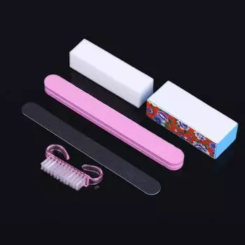 5 Pcs Professional Tools Manicure Set Rectangular Nail Files Nail Brush LS