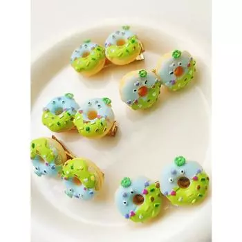 5 Pcs Women s Simulated Fun Donuts With Side Hair Clips Suitable For Clipping Bangs