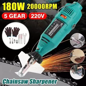 5 передач, комплект для заточки электрической бензопилы, 20000 об/мин, 180 Вт, электрическая шлифовальная машина, точилка для цепной пилы, полировальный шлифовальный станок, электроинструмент