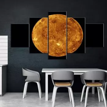 5 Piece Decorative Painting Poster New Fashion Office Home Mural Golden full moon Art Scenery Painting Fanxin Wholesale No Frame 20x35cm*2 20x45cm*2 20x55cm*1