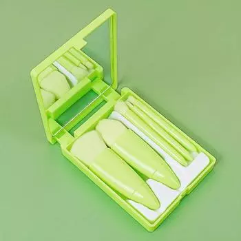 5-Piece Mini Makeup Brush Set With Mirror, Soft Bristles, Precise Makeup, Easy To Create A Perfect Makeup,Suitable As A Gift