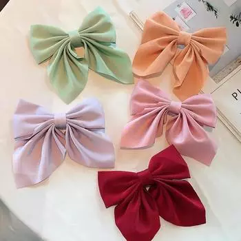 5-piece set new back hair clip Headwear Solid color bow duck clip hair clip Hair accessories for women Size fits all