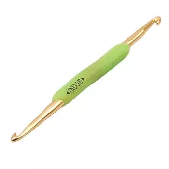 5 Piece Silicone Handle Gold Double Aluminum Crochet Hooks Knitting Needles Sewing Tools