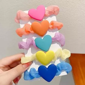 5 pieces of Korean-style children s hair bands, popular hair ties for girls, elastic and cute hair accessories for little girls.