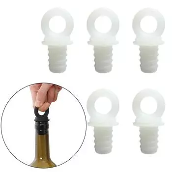 5 Pieces Silicone Wine Bottle Stopper Durable Multifunctional Leakproof Reusable for Restaurant Kitchen Cafe Home Holiday чёрный
