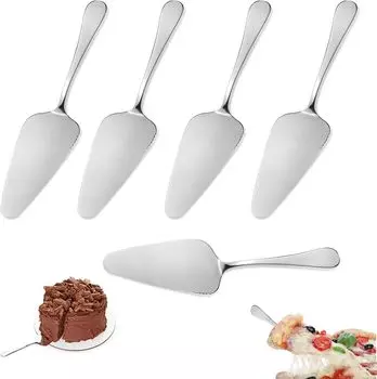 5 Pieces Stainless Pie Server Cake Server, Silver Pie Slicer Cake Cutter with Edges Pizza Server Cake Spatula for Kitchen Party светло-серый