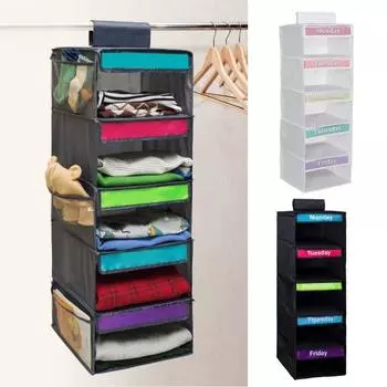 5-полочный детский подвесной шкаф-органайзер с настраиваемым дизайном этикеток, большая вместительная сумка для хранения повседневной одежды с 5 боковыми карманами белый