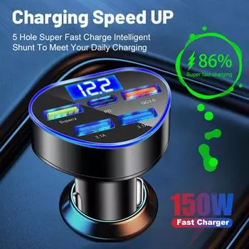 5 портов 150 Вт автомобильное зарядное устройство PD QC3.0 USB C быстрая зарядка автомобильное зарядное устройство для телефона адаптер типа C в автомобиле для iPhone D1O7