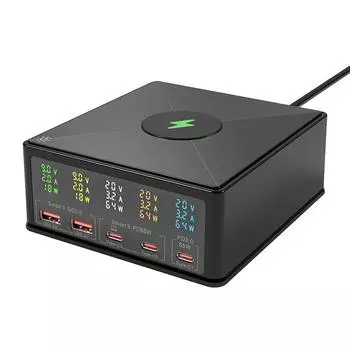 5-портовое зарядное устройство USB PD, 868 ч, 160 Вт, двойной USB-A QC3.0 + двойной PD65W Type-C + 65 Вт Type-C PD3.0 с беспроводным быстрым зарядным устройством мощностью 15 Вт, 10 Вт, 7,5 Вт, 5 Вт для 14 14Pro Max