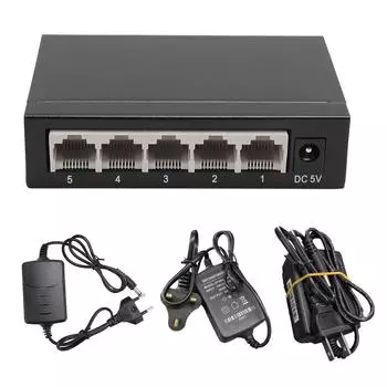 Портовый Ethernet-коммутатор Профессиональный высокоскоростной сетевой коммутатор с металлическим корпусом 10-100 Мбит/с для дома EU Plug