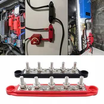 5-постовой распределительный блок питания с крышкой, номинал 300 А, автомобильная и солнечная проводка (1/4 , 5/16 , 3/8 ) 6 красный