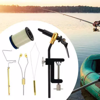 5 предметов Инструменты для вязания мушек Премиум Металлические вращающиеся тиски Держатель шпули Закрепитель узлов Рыбалка White Thread