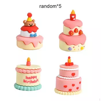 5 предметов Мини-декор для торта Коллекция игрушек для еды День рождения Наряды Миниатюрные украшения Mixed Pack