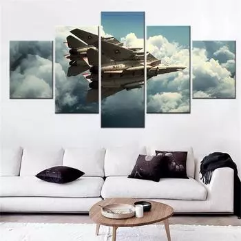 5 предметов настенного искусства на холсте, коллекция произведений искусства Airpower, ВМС США, плакат Grumman F14 Tomcats, домашний декор для гостиной, настенная живопись без рамки 20x35cm*2 20x45cm*2 20x55cm*1 No Frame