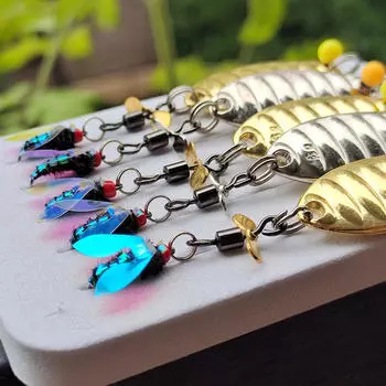 5 приманок для ловли нахлыстом, окуня, насекомых с коробками для снастей, приманки, вращающиеся блестки