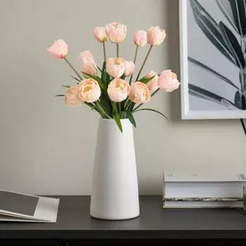 5 пучков 15 головок поддельных настоящих тюльпанов Букет цветов Искусственные тюльпаны Цветы для свадебных композиций Центральные украшения для дома белый