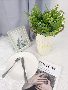 5 пучков искусственной зелени, искусственные стебли эвкалипта, искусственные растения для DIY, свадебный букет, украшение двора, балкона жёлтый