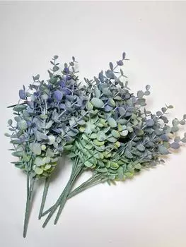 5 пучков искусственных стеблей эвкалипта, искусственная зелень, искусственные растения для свадебного букета своими руками, центральная композиция жёлтый