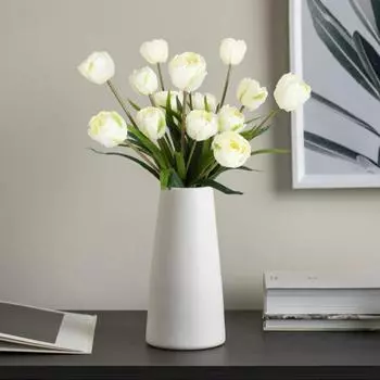 5 пучков искусственных тюльпанов 15 головок поддельных настоящих тюльпанов для свадебных композиций, центральных элементов для украшения дома белый