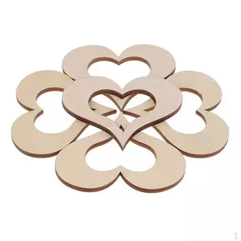 5 пустых пустых сердечек из необработанного дерева для украшения поделок своими руками 100x85x5mm_Natural