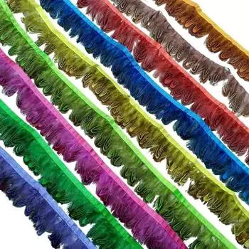 5 ярдов бахрома с отделкой из перьев фазана для одежды, украшение своими руками, свадебный центральный элемент, карнавальные аксессуары, материал для рукоделия L красный