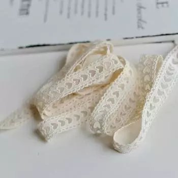 5 ярдов/лот, ширина 2 см, бежевый, хлопок/полиэстер, вышитое кружево в форме сердца, полый дизайн, дизайн «сделай сам», декоративный белый