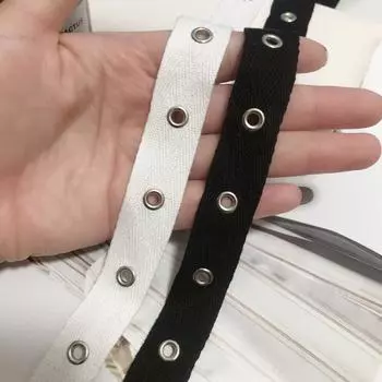 5 ярдов/лот, ширина 2 см, модная хлопковая тесьма, перфорированное кольцо, плоский холст, ремень для одежды, аксессуары, декоративный ремень 5 Yards length чёрный