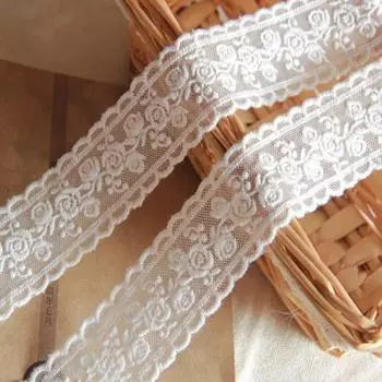 5 ярдов/лот, ширина 3,5 см, качественная хлопковая роза с вышивкой, розовая сетка, кружевная отделка, одежда «сделай сам», свадебное платье, одежда в стиле пэчворк 5Yards белый