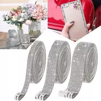5 ярдов самоклеящаяся лента со стразами, блестящий цветок, цветная глазурь, букет, обёрточная бумага с искусственными кристаллами, швейный декор 1.75cm