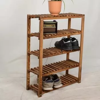 5-ярусная твердая деревянная полка для обуви Деревянная полка для обуви 60x80