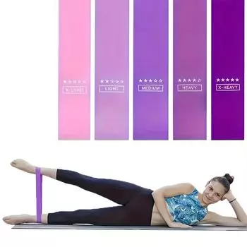 5 различных уровней эспандеры для йоги, спортивных упражнений, эластичные ленты для фитнеса, тренировки, пилатес, домашние резинки, аксессуары для спортзала Purple Set