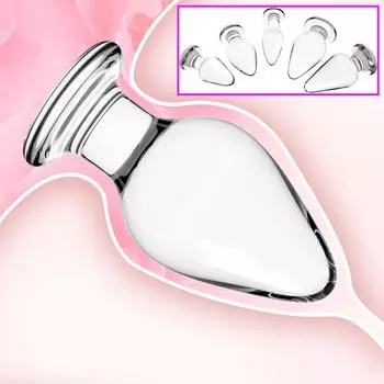 5 размеров Хрустальное стекло Анальные пробки Бусины Тренажер для открытия Анальная пробка с плоским основанием Фаллоимитатор Сексуальные товары Эротические товары Секс-игрушки для женщин Мужчин Взрослые 18 Магазин