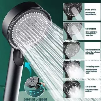 5 режимов, экономящая воду насадка для душа высокого давления, турбо-душ, регулируемый душ, аксессуары для ванной комнаты