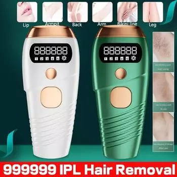 5 режимов, Ice-sense 999999 Flash LCD Профессиональный постоянный IPL-эпилятор с лазерно-электрическим устройством для женщин Безболезненная нарезка нити Машина для удаления волос EU Plug / US Plug зелёный