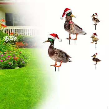5 рождественских статуэток уток, садовые колья, скульптуры животных, реалистичные украшения для двора Style A