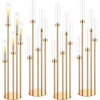 5-рожковый напольный канделябр высотой 42,5 дюйма, золотой подсвечник, центральные подсвечники для столов, металлический подсвечник-канделябр для хри 1Pc золотистый